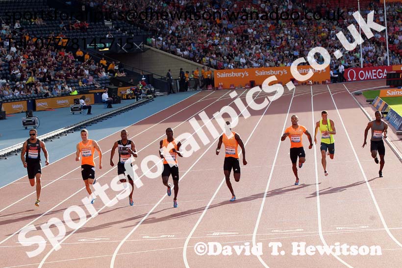 Alonso Edward winning the 200 metres at the Glasgow Diamond League. Photo: David T. Hewitson/Sports for All Pics